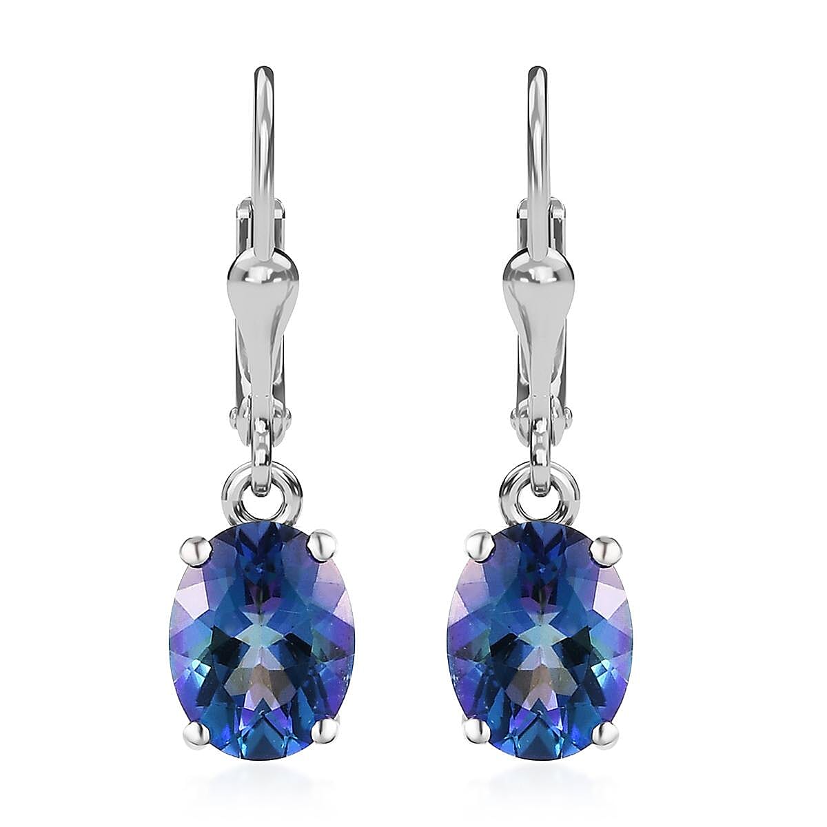 Brazilian Periwinkle Bloom Petalite Lever Back Earrings in Platinum Over Sterling Silver 2.75 ctw