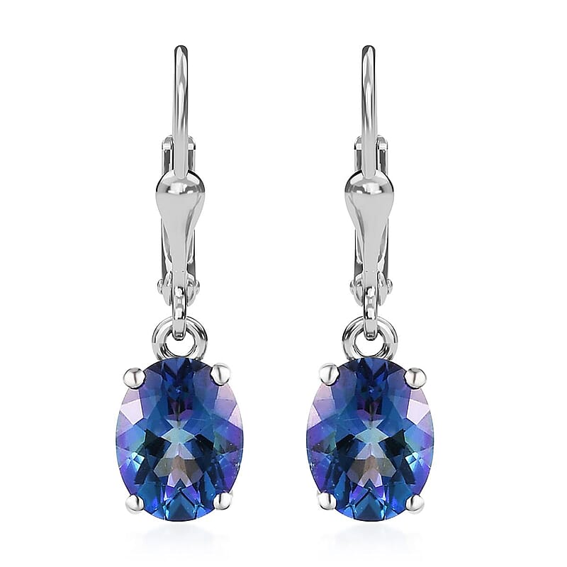 Brazilian Periwinkle Bloom Petalite Lever Back Earrings in Platinum Over Sterling Silver 2.75 ctw
