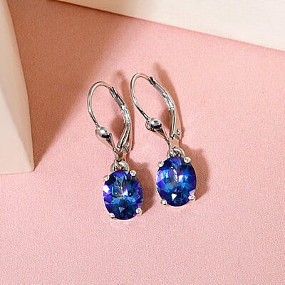 Brazilian Periwinkle Bloom Petalite Lever Back Earrings in Platinum Over Sterling Silver 2.75 ctw