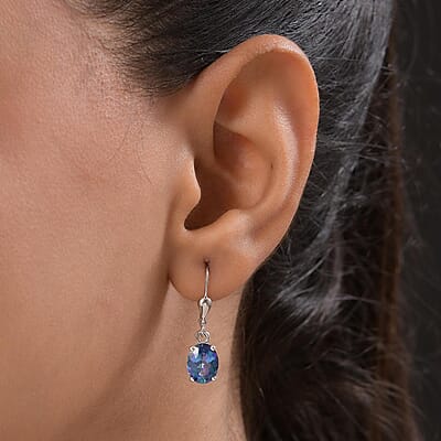 Brazilian Periwinkle Bloom Petalite Lever Back Earrings in Platinum Over Sterling Silver 2.75 ctw