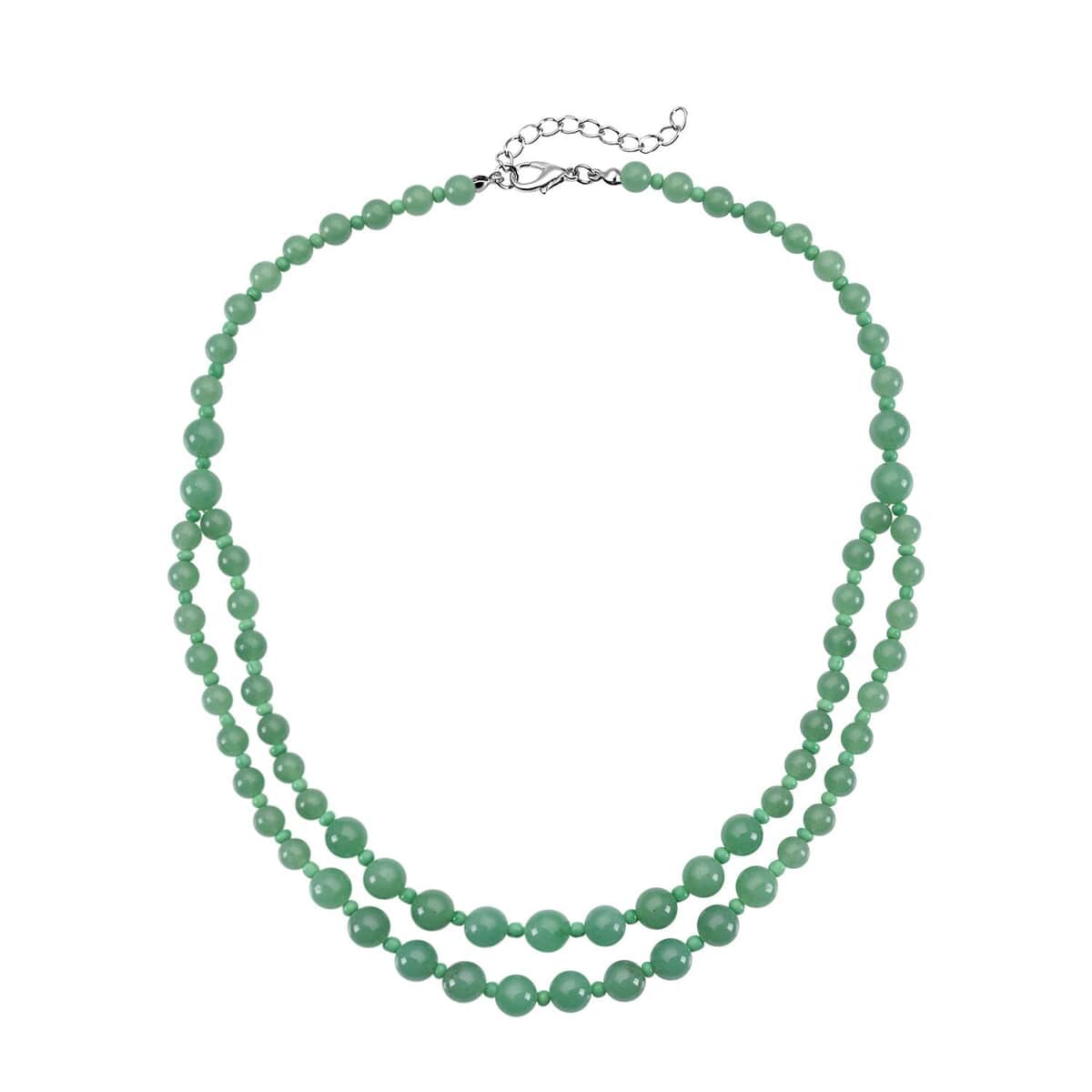 green-aventurine-and-green-glass-2-row-beaded-necklace-18-20-inches-in-silvertone-166.00-ctw image number 0