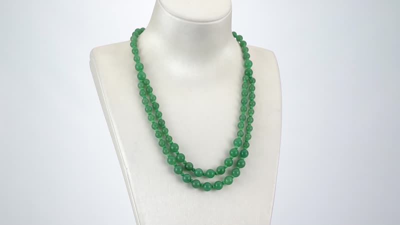green-aventurine-and-green-glass-2-row-beaded-necklace-18-20-inches-in-silvertone-166.00-ctw