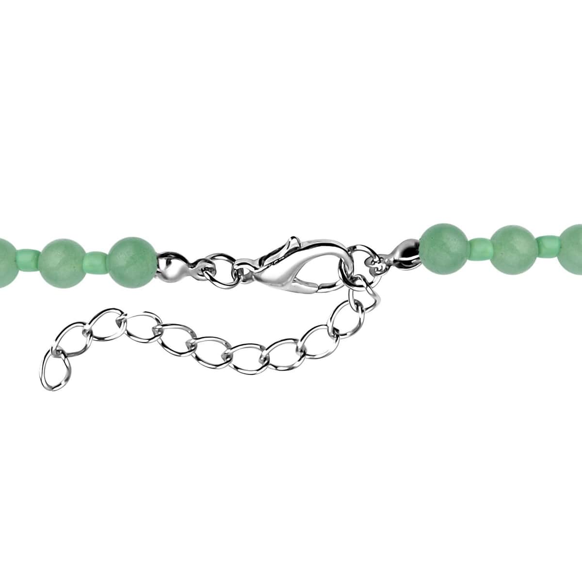 green-aventurine-and-green-glass-2-row-beaded-necklace-18-20-inches-in-silvertone-166.00-ctw image number 4