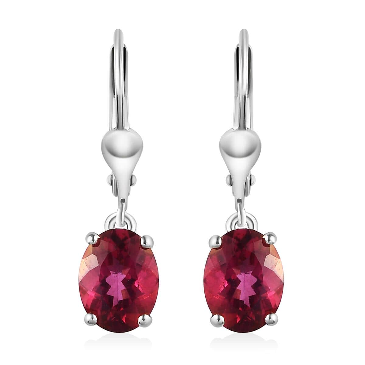 Brazilian Pink Petalite Lever Back Earrings in Platinum Over Sterling Silver 2.75 ctw image number 0