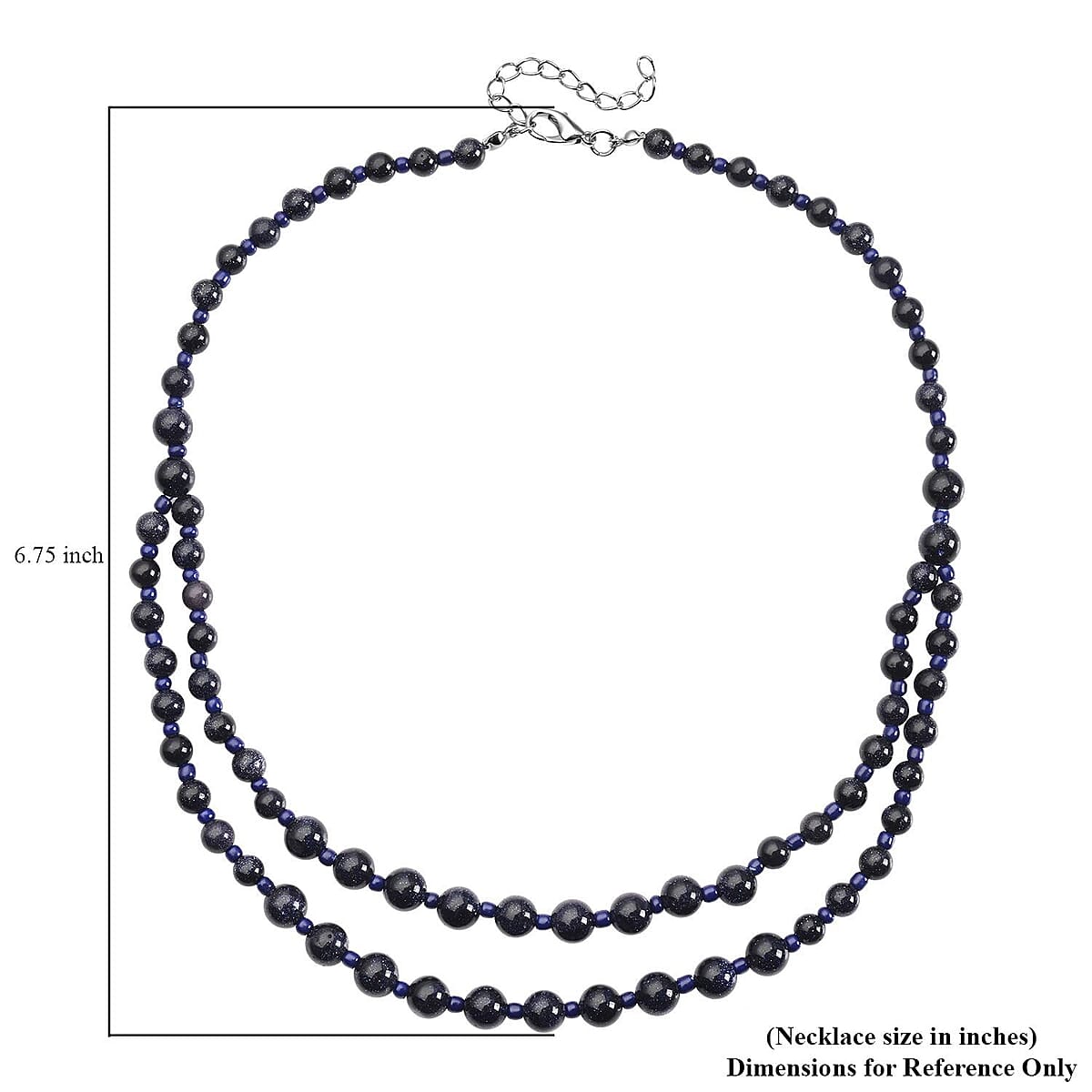 Blue Sandstone and Blue Glass 166.00 ctw 2 Row Beaded Necklace in Silvertone 18-20 Inches image number 5
