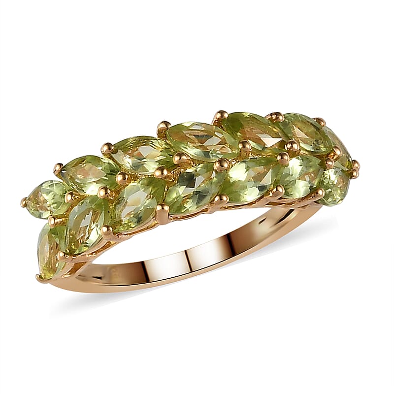 Arizona Peridot Ring in Vermeil Yellow Gold Over Sterling Silver (Size 10.0) 2.15 ctw