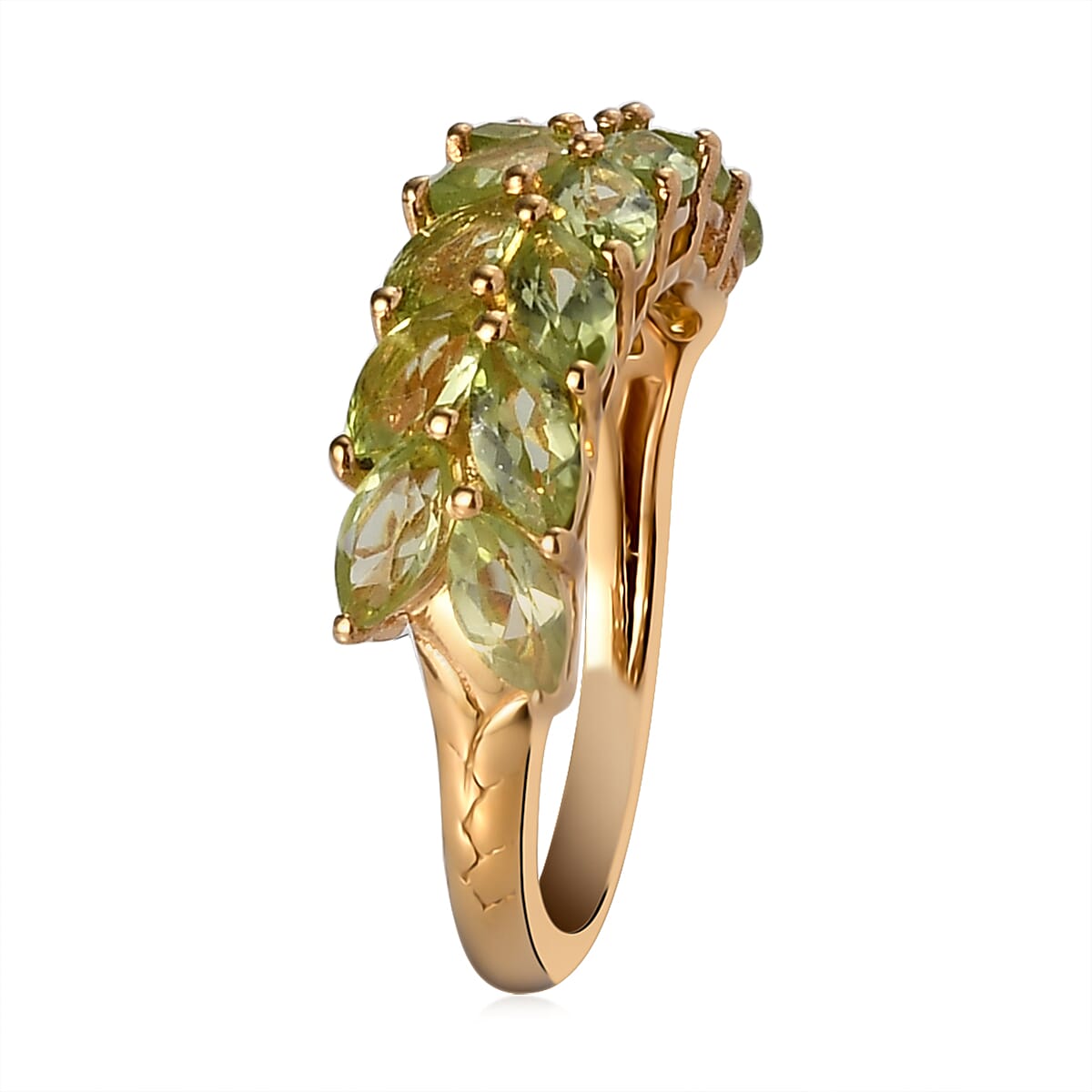 AMERICAN Natural Arizona Peridot Ring in Vermeil Yellow Gold Over Sterling Silver 2.15 ctw image number 3