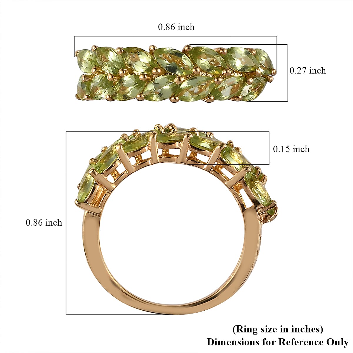 Arizona Peridot Ring in Vermeil Yellow Gold Over Sterling Silver (Size 9.0) 2.15 ctw image number 5