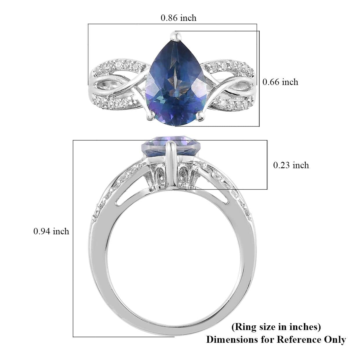 Periwinkle Bloom Petalite, Natural White Zircon Ring in Platinum Over Sterling Silver (Size 10.0) 1.65 ctw image number 5