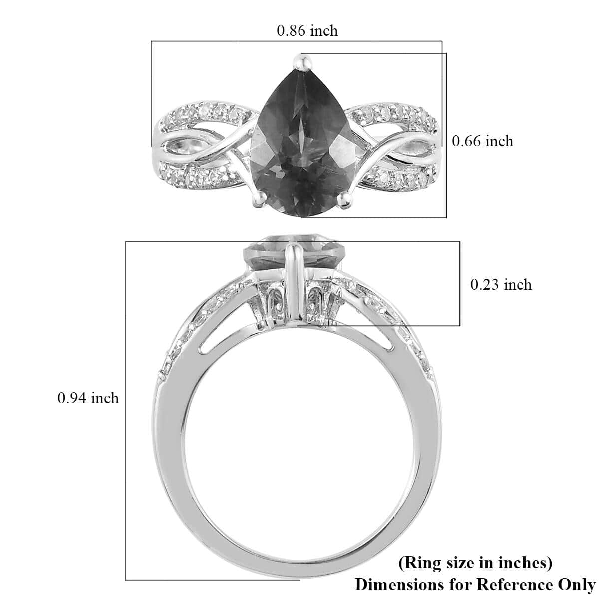 Brazilian Periwinkle Bloom Petalite and Natural White Zircon Ring in Platinum Over Sterling Silver (Size 7.0) 1.65 ctw image number 5