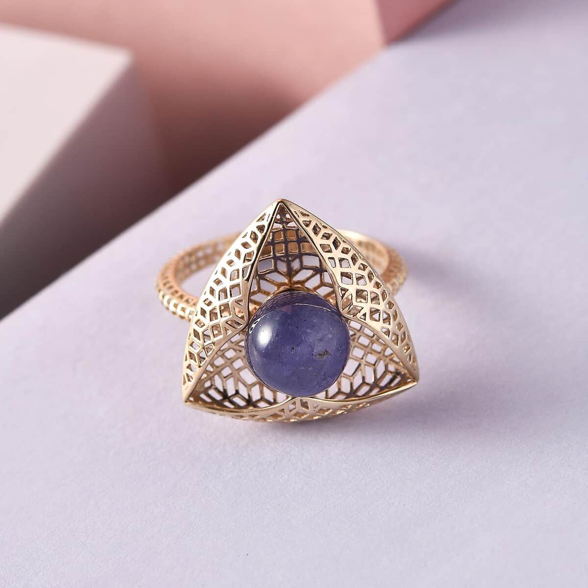 MIRAGE COLLECTION 10K Yellow Gold Premium AA Tanzanite Beads Ring (Size 10.0) 3.35 ctw image number 1