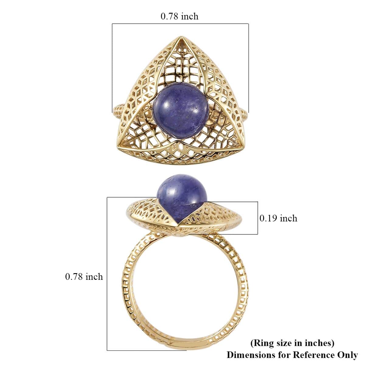 MIRAGE COLLECTION 10K Yellow Gold Premium AA Tanzanite Beads Ring (Size 10.0) 3.35 ctw image number 5