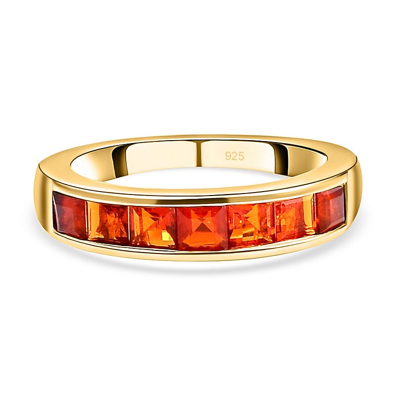 Crimson Fire Opal 0.84 ctw Ring in Vermeil Yellow Gold Over Sterling Silver (Size 10.0)