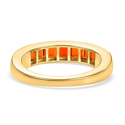 Crimson Fire Opal 0.84 ctw Ring in Vermeil Yellow Gold Over Sterling Silver (Size 10.0)