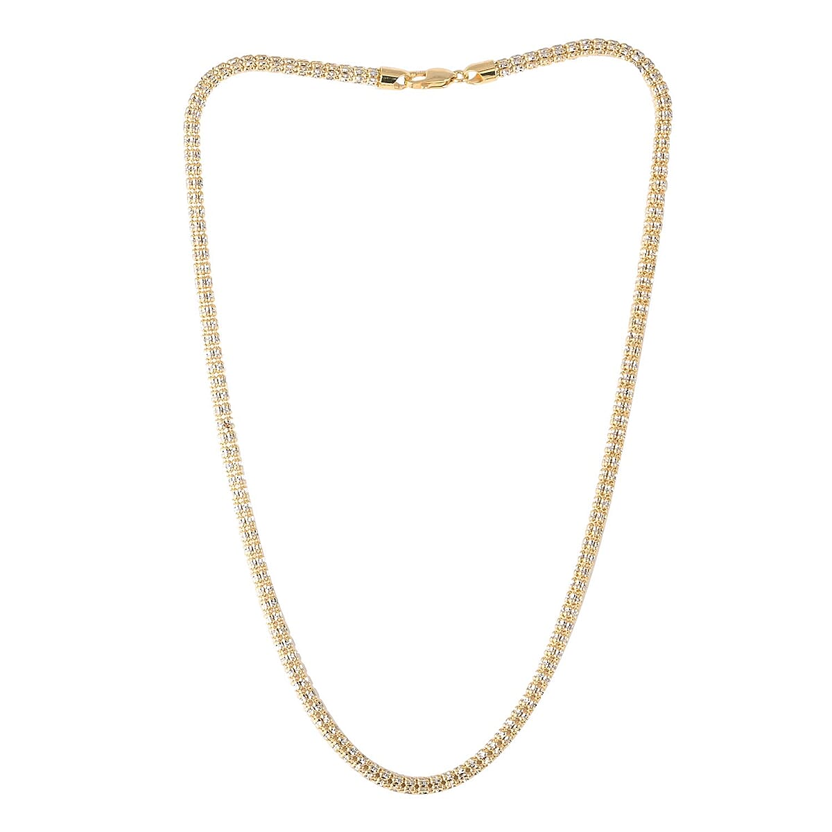 10K Yellow & White Gold Two-tone Ice Necklace 20 Inches 29.35 Grams image number 2