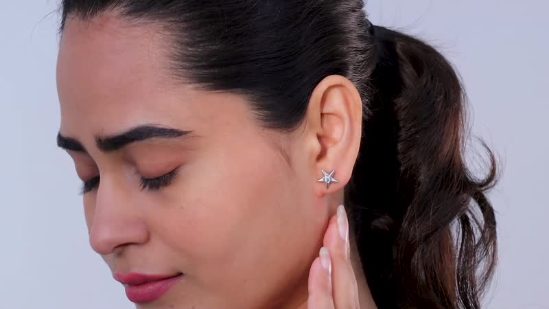 Moissanite Star Earrings in Platinum Over Sterling Silver 0.20 ctw