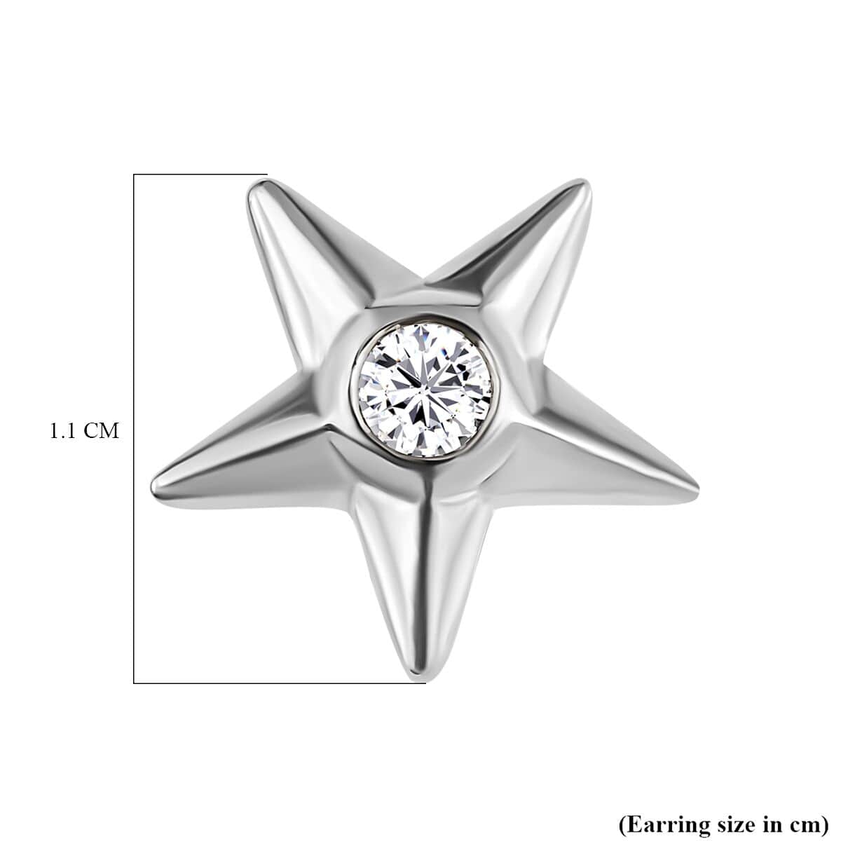 Moissanite Star Earrings in Platinum Over Sterling Silver 0.20 ctw image number 4