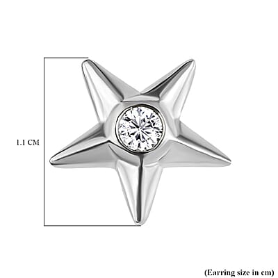 Moissanite Star Earrings in Platinum Over Sterling Silver 0.20 ctw