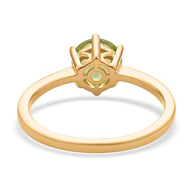 Premium Peridot Solitaire Ring in Vermeil Yellow Gold Over Sterling Silver (Size 10.0) 1.50 ctw