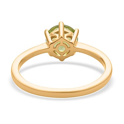 Premium Peridot Solitaire Ring in Vermeil Yellow Gold Over Sterling Silver (Size 5.0) 1.50 ctw