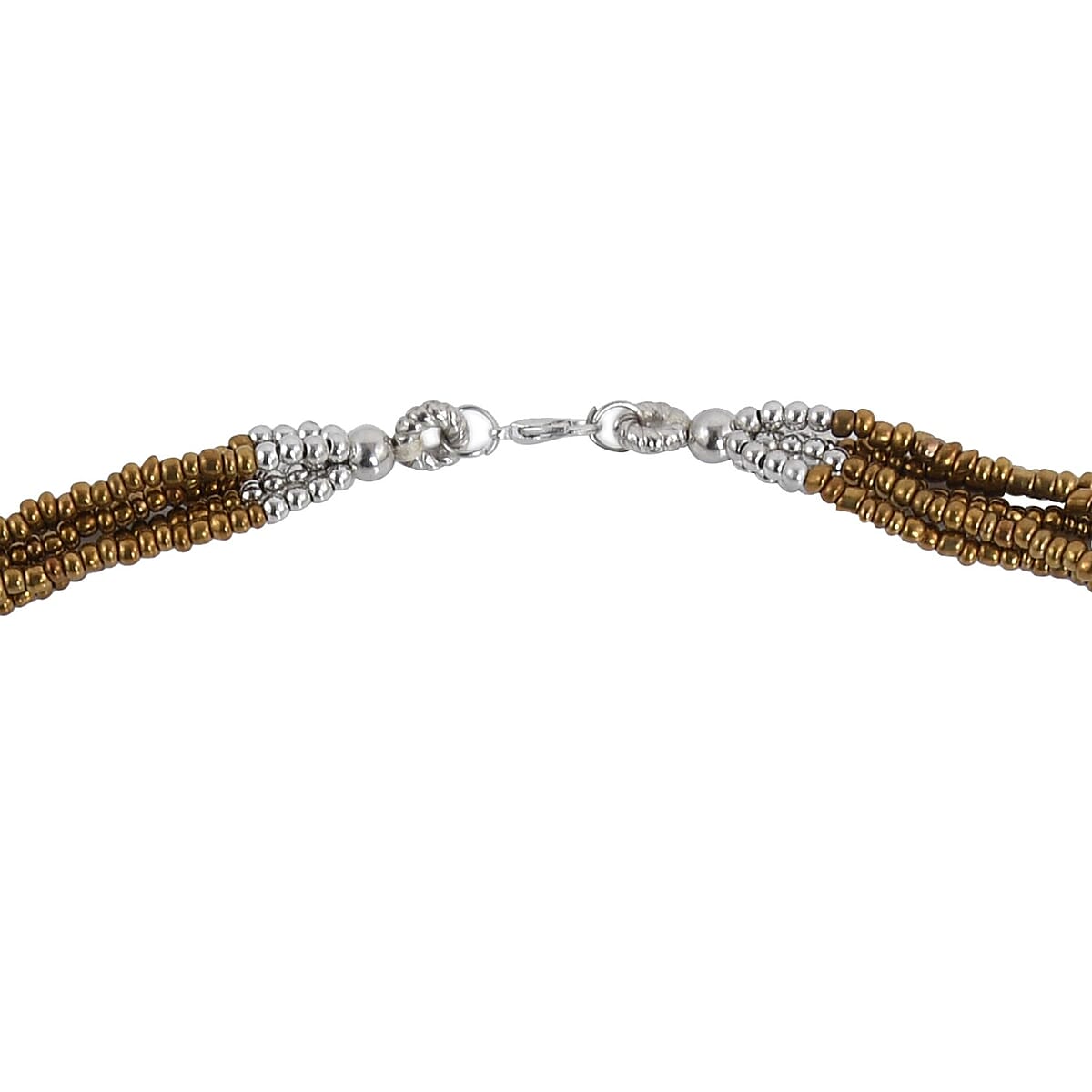 Brown Seed Beaded Stone Multi Strand Necklace 22 Inches image number 4