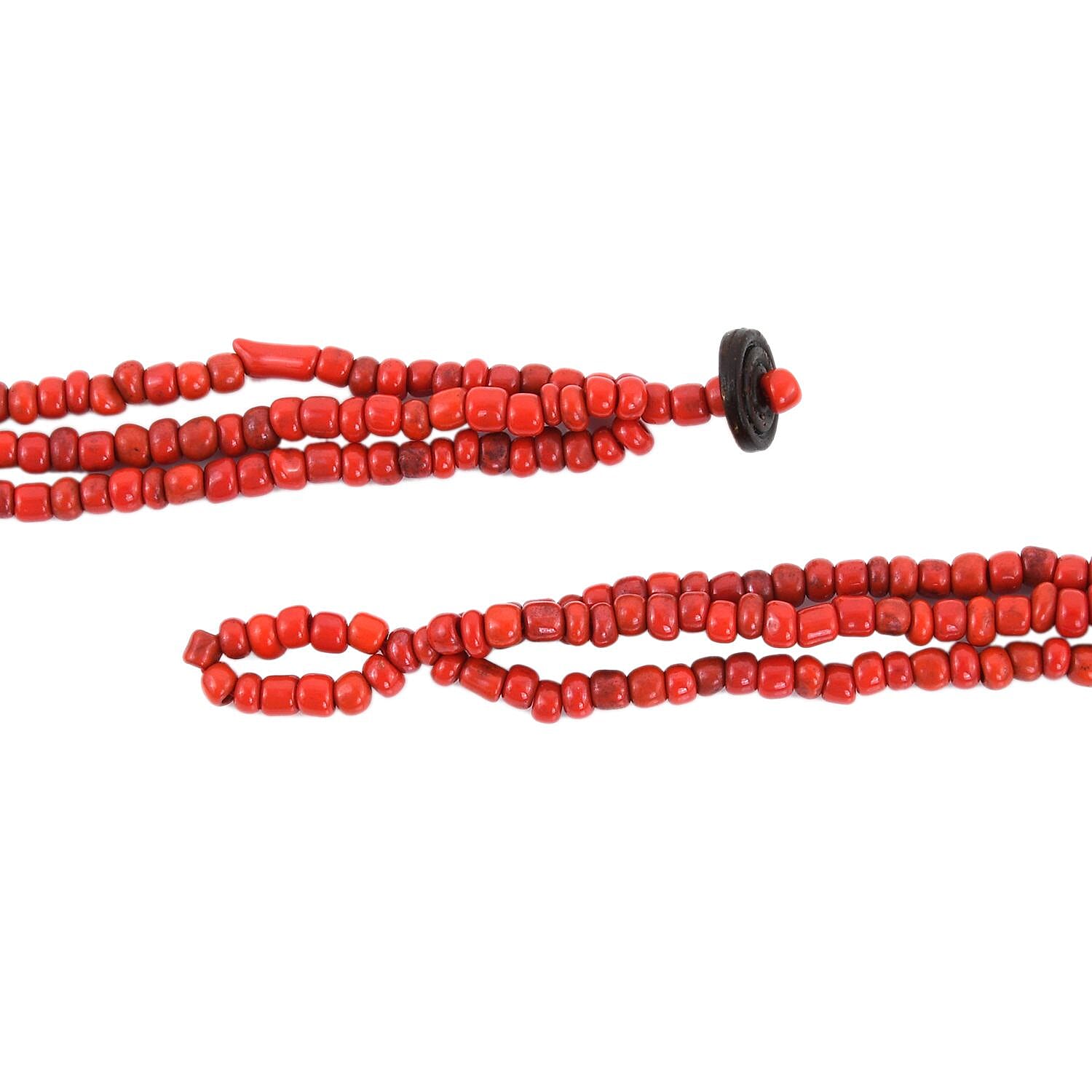 White Seed Beaded, Moon Shell Multi Strand Necklace 22 Inches