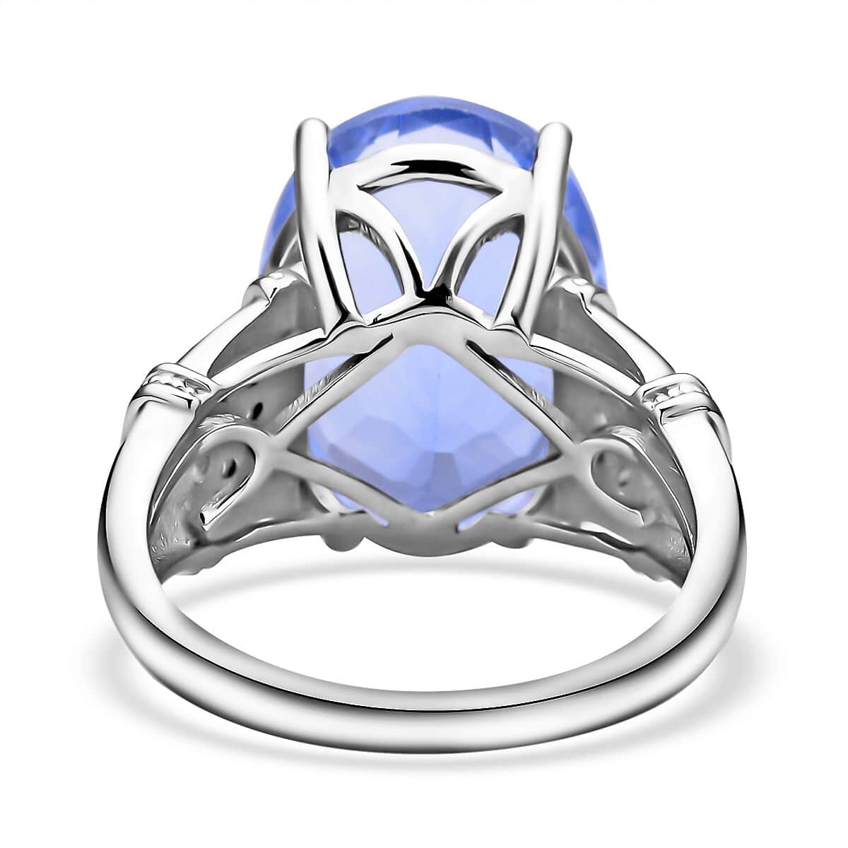 Color Change Fluorite, Natural White Zircon Ring in Rhodium Over Sterling Silver (Size 6.0) 14.90 ctw image number 4
