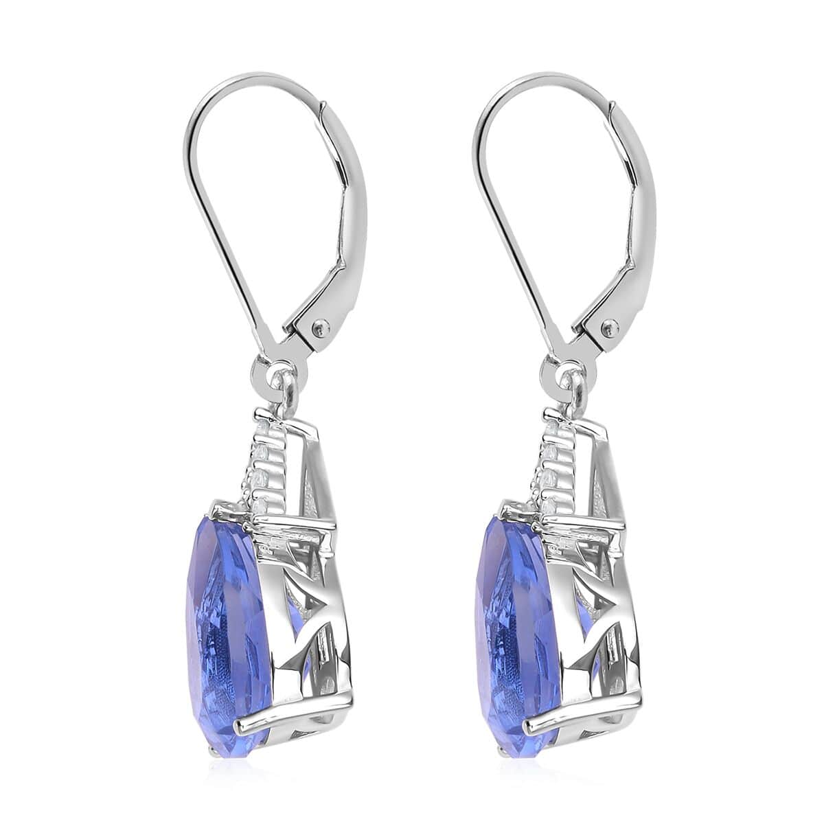 Color Change Fluorite and Natural White Zircon Drop Earrings in Rhodium Over Sterling Silver 7.35 ctw image number 3