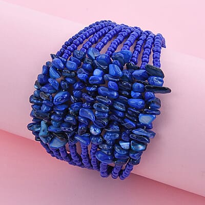Purple Seed Beaded Adjustable Bracelet 4.00 ctw