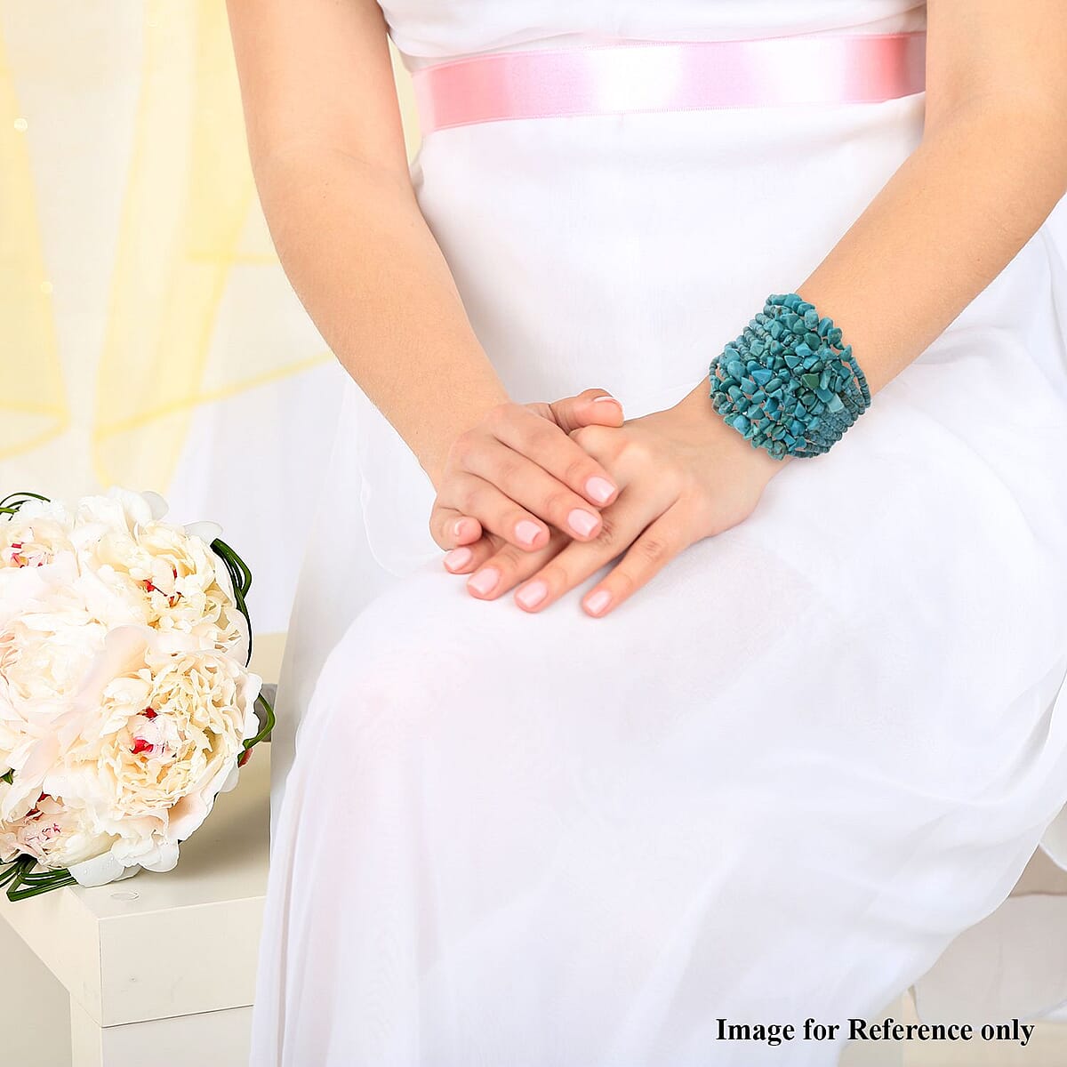 Turquoise Seed Beaded Adjustable Bracelet 4.00 ctw image number 2