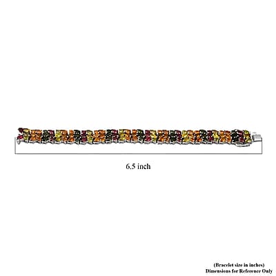 Multi-Tourmaline Bracelet in Platinum Over Sterling Silver, Silver Fashion Bracelet (6.50 In) 20.90 ctw