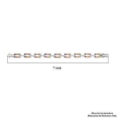 Multi-Tourmaline and Natural White Zircon Paper Clip Bracelet in Platinum Over Sterling Silver (6.50 In) 12.75 Grams 3.40 ctw