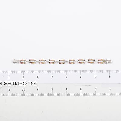 Multi-Tourmaline and Natural White Zircon Paper Clip Bracelet in Platinum Over Sterling Silver (6.50 In) 12.75 Grams 3.40 ctw