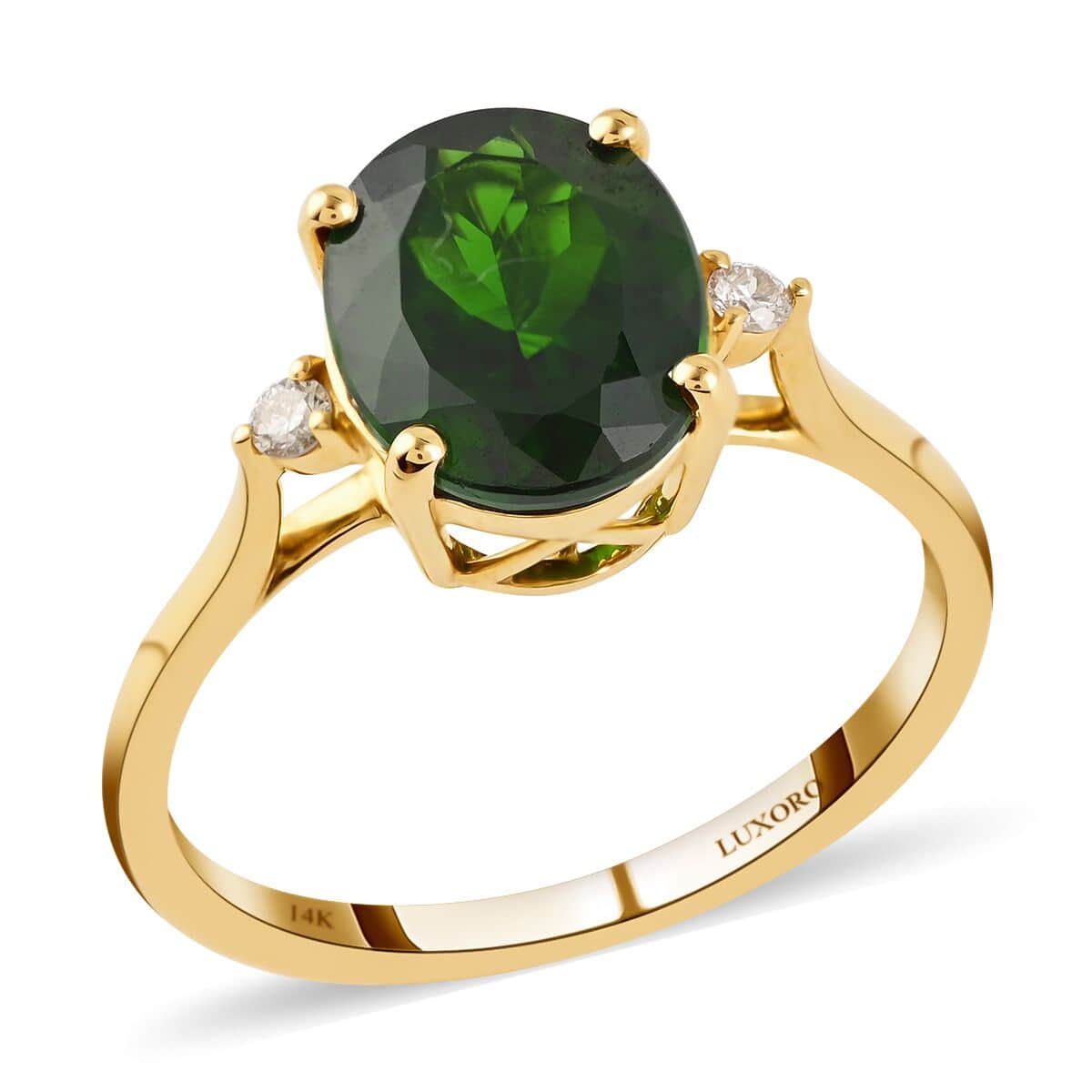 Certified & Appraised LUXORO 14K Yellow Gold AAA Natural Chrome Diopside, Diamond (G-H, I1) Ring (Size 10.0) (2.45 g) 2.75 ctw image number 0