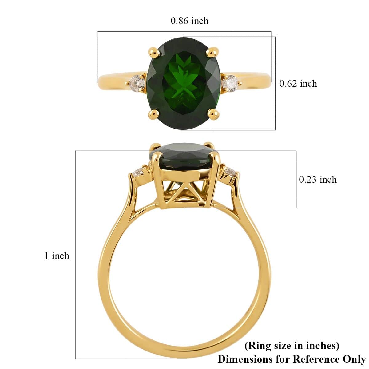 Certified & Appraised LUXORO 14K Yellow Gold AAA Natural Chrome Diopside, Diamond (G-H, I1) Ring (Size 10.0) (2.45 g) 2.75 ctw image number 4