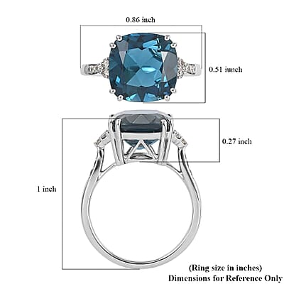 Certified & Appraised Luxoro AAA London Blue Topaz and G-H I1 Diamond 7.10 ctw Ring in 10K White Gold (Size 10.0)
