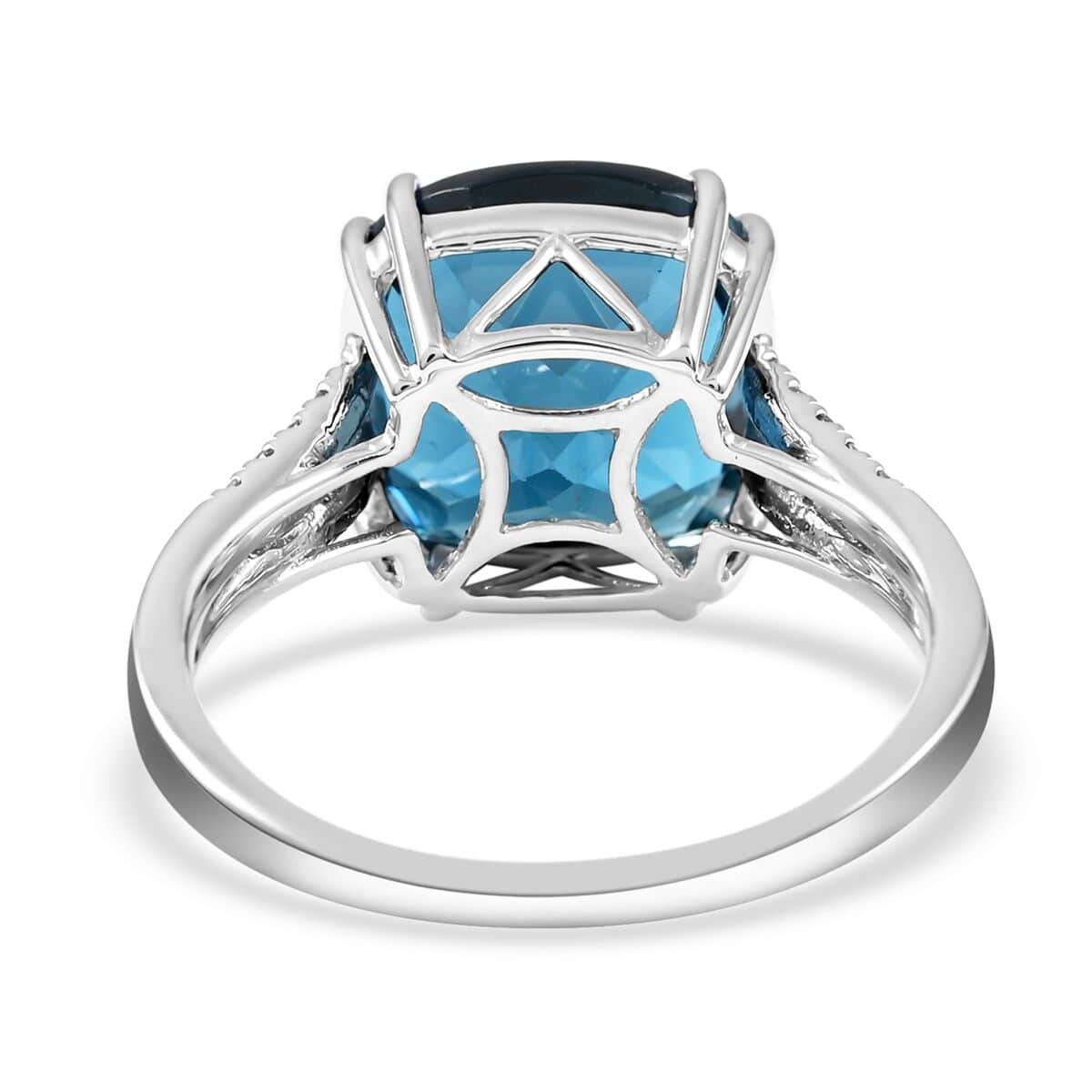 Certified 10K White Gold AAA London Blue Topaz and Diamond G-H I1 Ring 2.70 Grams 7.10 ctw image number 4