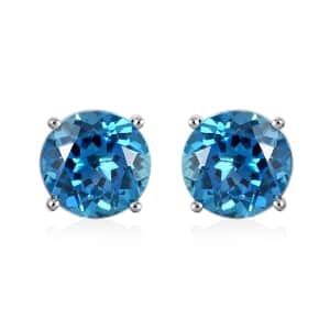 Luxoro 10K White Gold AAA London Blue Topaz Stud Earrings 4.75 ctw