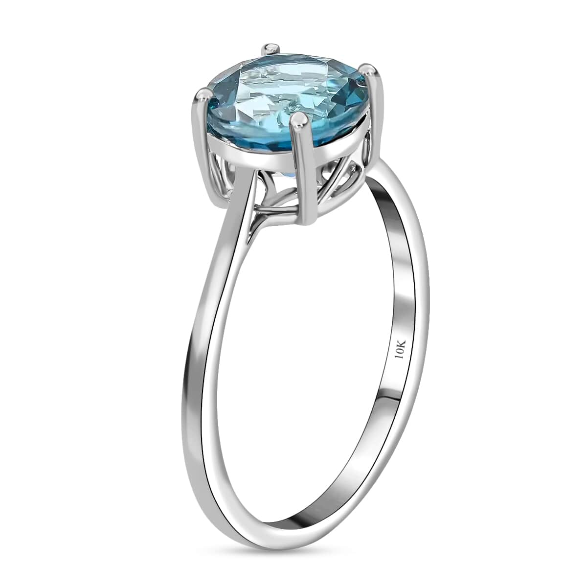 TLV LUXORO 10K White Gold AAA London Blue Topaz Solitaire Ring 2.45 ctw image number 3