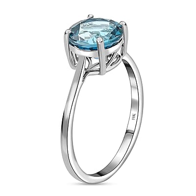 Luxoro 10K White Gold AAA London Blue Topaz Solitaire Ring (Size 10.0) 2.45 ctw