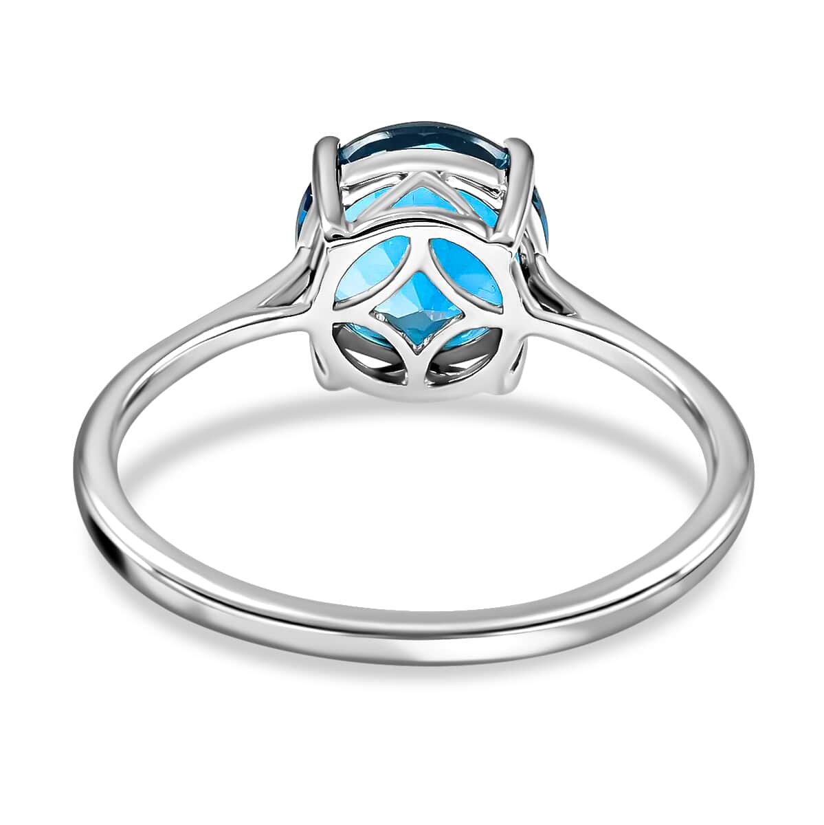 TLV LUXORO 10K White Gold AAA London Blue Topaz Solitaire Ring 2.45 ctw image number 4