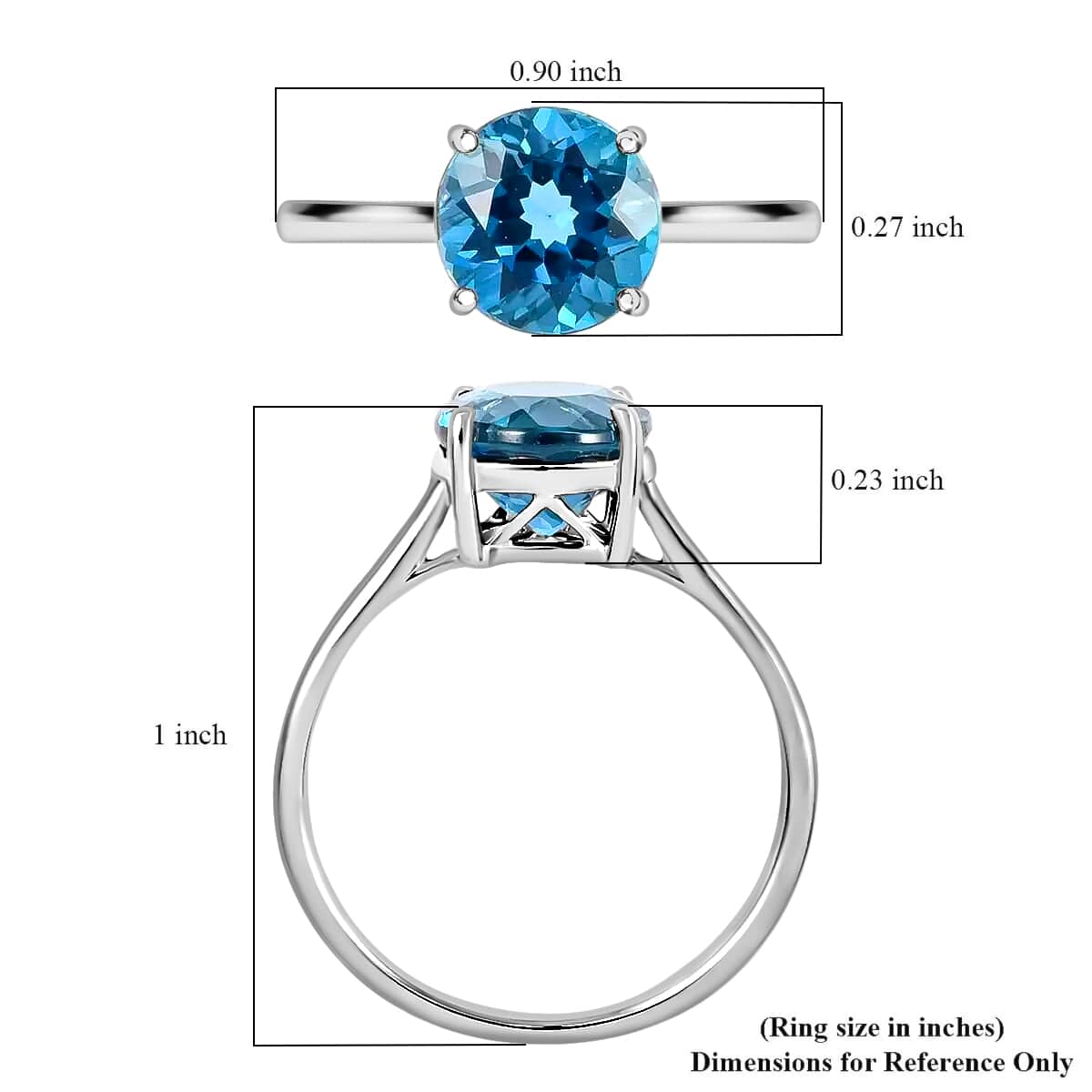 TLV LUXORO 10K White Gold AAA London Blue Topaz Solitaire Ring 2.45 ctw image number 5