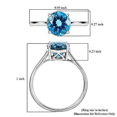Luxoro 10K White Gold AAA London Blue Topaz Solitaire Ring (Size 10.0) 2.45 ctw