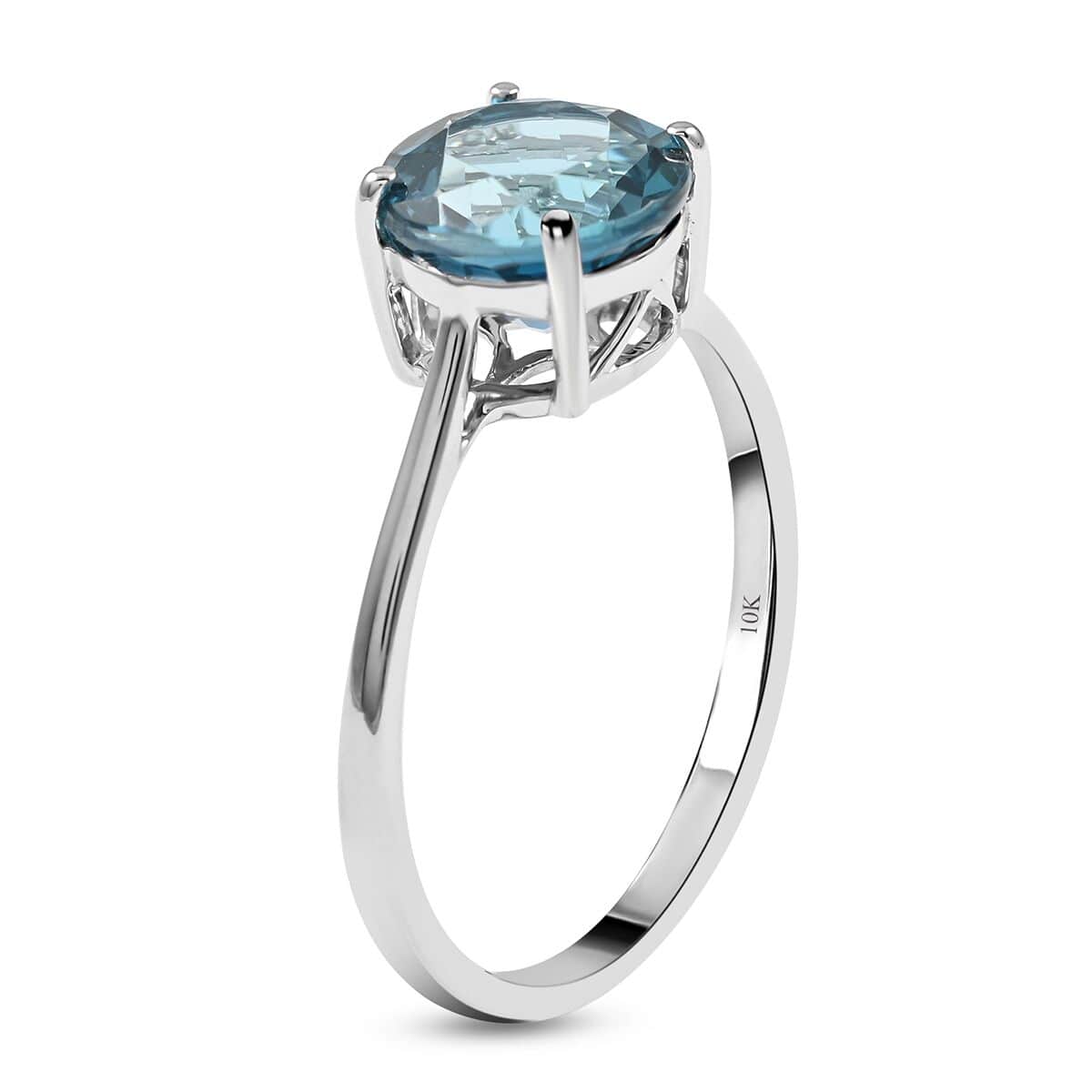 Luxoro 10K White Gold AAA London Blue Topaz Solitaire Ring (Size 9.0) 2.45 ctw image number 3