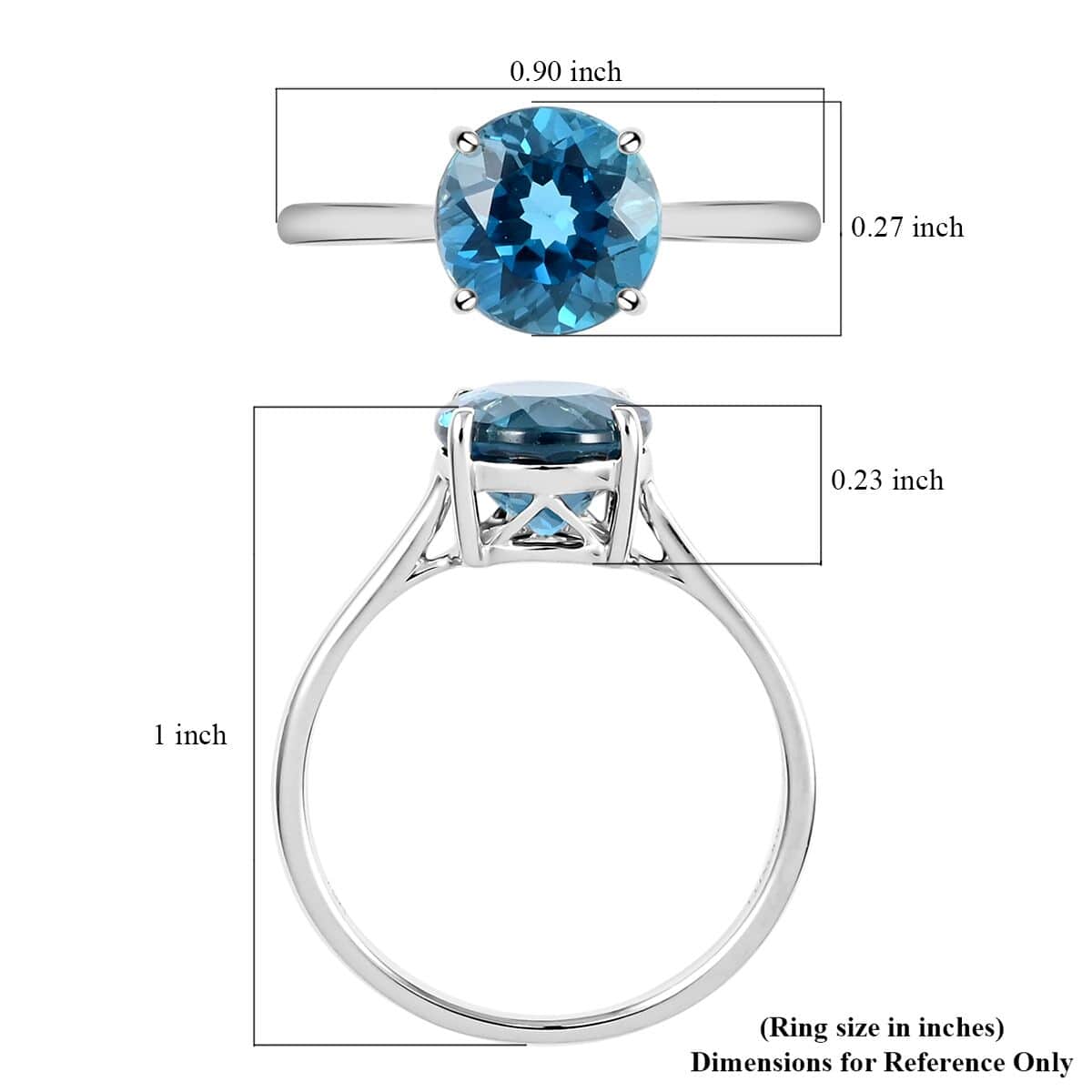 Luxoro 10K White Gold AAA London Blue Topaz Solitaire Ring (Size 9.0) 2.45 ctw image number 5