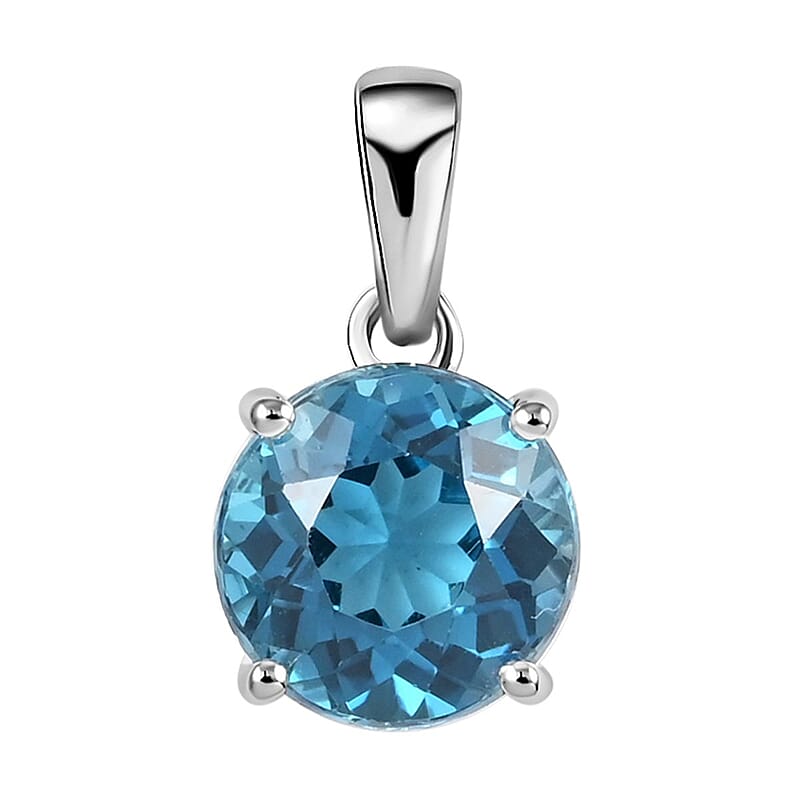 Luxoro AAA London Blue Topaz 2.45 ctw Solitaire Pendant in 10K White Gold