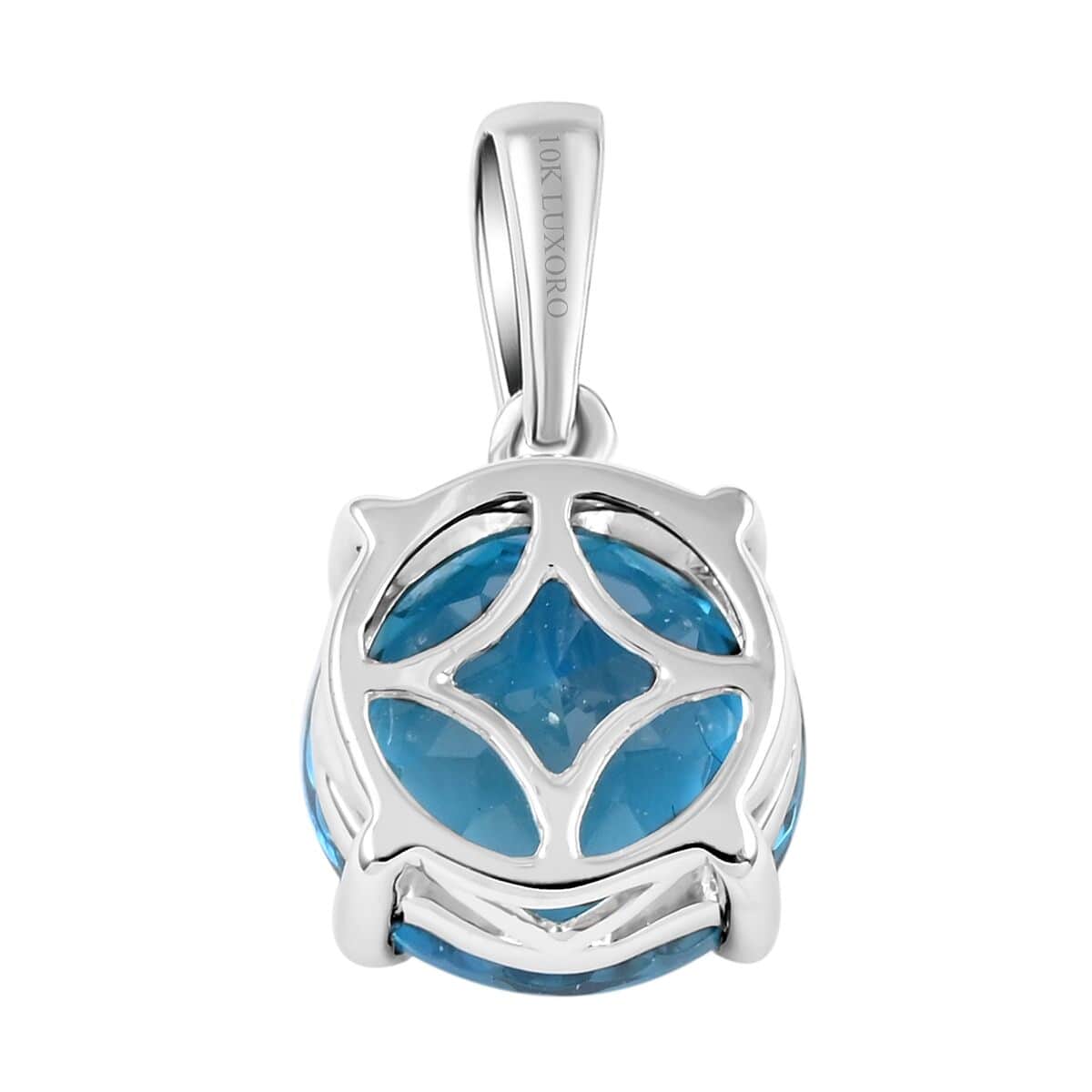 Luxoro 10K White Gold AAA London Blue Topaz Solitaire Pendant 2.45 ctw image number 3