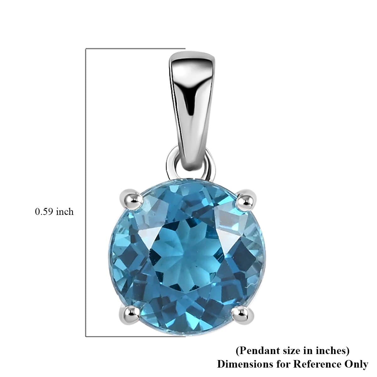 Luxoro 10K White Gold AAA London Blue Topaz Solitaire Pendant 2.45 ctw image number 4