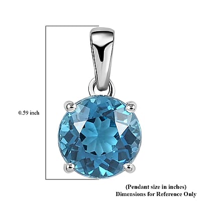 Luxoro AAA London Blue Topaz 2.45 ctw Solitaire Pendant in 10K White Gold