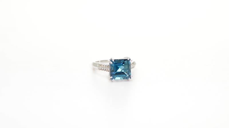 Certified & Appraised Luxoro AAA London Blue Topaz and G-H I1 Diamond 6.15 ctw Ring in 10K White Gold